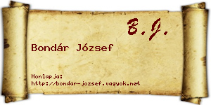 Bondár József névjegykártya